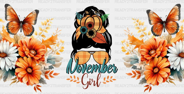 November Girl - Fall Cup Wrap Uv Sticker Permanent Dtf Decal