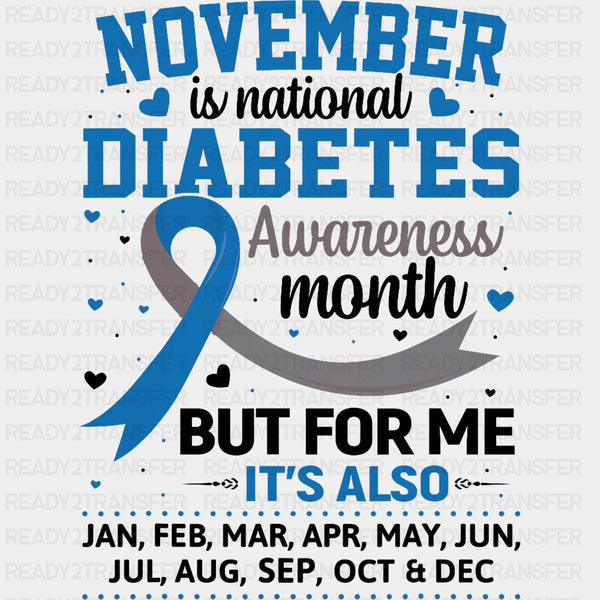 November Is National Diabetes Month - Diabetes DTF Transfers