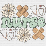 Nurse Flower And Bandage - ER Nurse DTF Transfers ready2transfer
