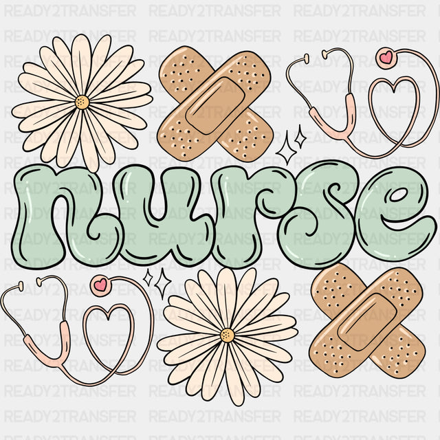 Nurse Flower And Bandage - ER Nurse DTF Transfers ready2transfer