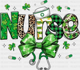 Nurse Green Ribbon - St. Patrick’s Day DTF Transfer Adult Unisex - S & M (10’’) / Dark Color Design (See Imaging)