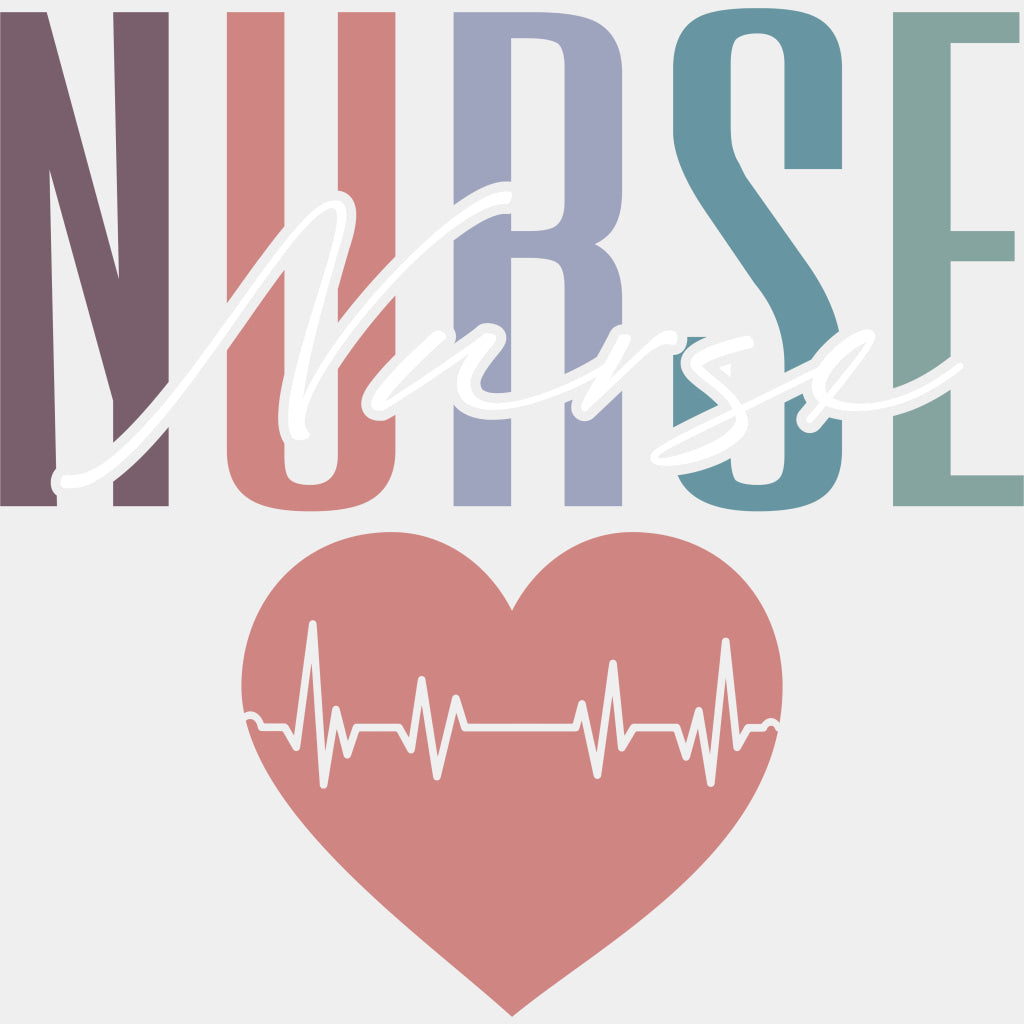 Nurse, Heart, ECG Line - Nurse DTF Transfers ready2transfer Light Color Design (See Imaging)