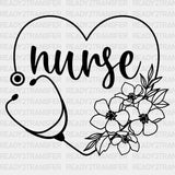 Nurse Heart Flower Dtf Transfer