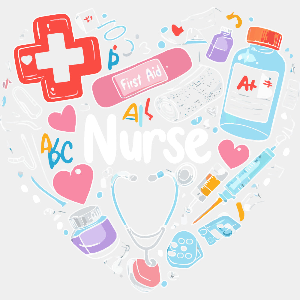 Nurse Heart - School Nurse DTF Transfers ready2transfer Light Color Design (See Imaging)