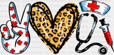 Nurse Leopard Heart DTF Heat Transfer, Nurse Design, Healthcare Workers DTF ready2transfer