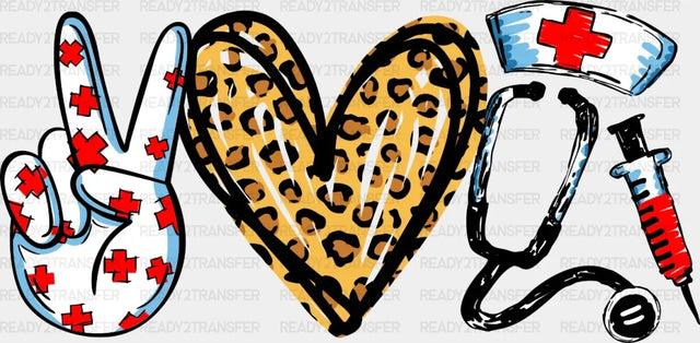 Nurse Leopard Heart DTF Heat Transfer, Nurse Design, Healthcare Workers DTF ready2transfer
