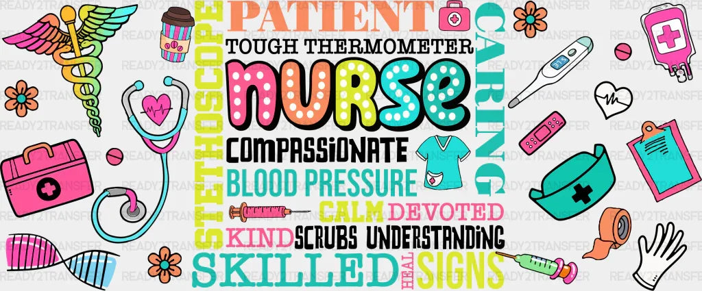 Nurse Qualities Colorful Design - Cup Wrap Uv Sticker Permanent Dtf Decal