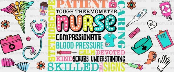 Nurse Qualities Colorful Design - Nurse Cup Wrap UV Sticker Permanent UV DTF Decal