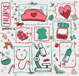 Nurse Red Green Teal - Nurse DTF Transfer Adult Unisex - S & M (10’’) / Dark Color Design (See Imaging)