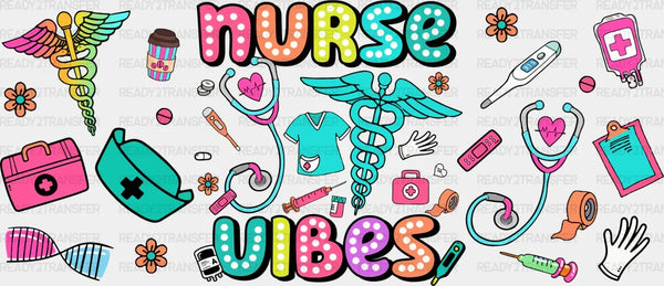 Nurse Vibes Colorful Design - Nurse Cup Wrap UV Sticker Permanent UV DTF Decal