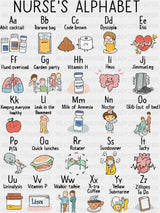 Nurse’s Alphabet - Nurse DTF Transfer Adult Unisex - S & M (10’’) / Dark Color Design (See Imaging)