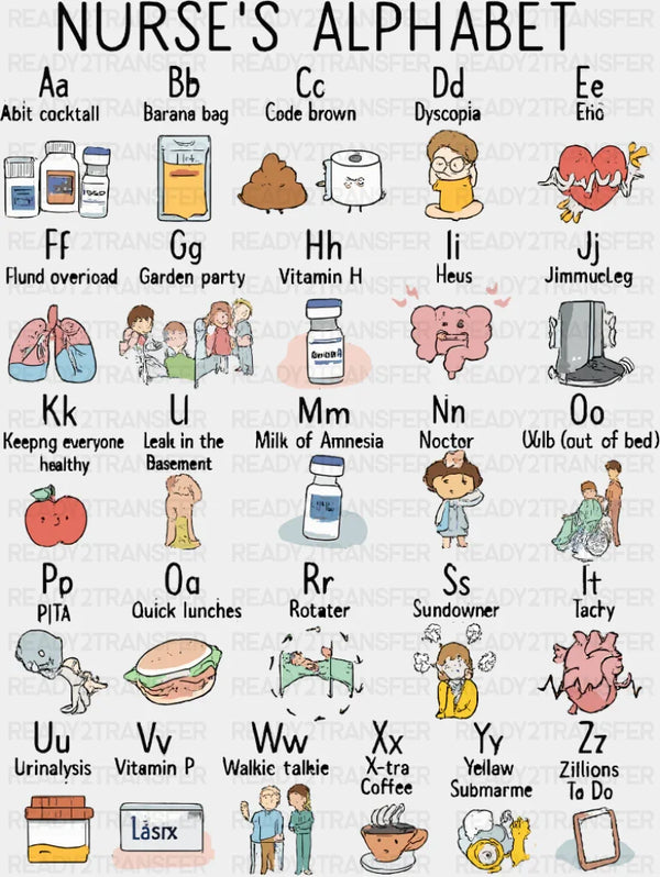 Nurse's Alphabet - Nurse DTF Transfer