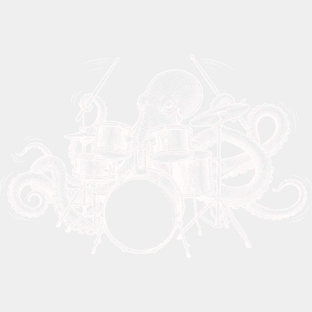 Octopus Drumming B&W - Music DTF Transfers ready2transfer Light Color Design (See Imaging)