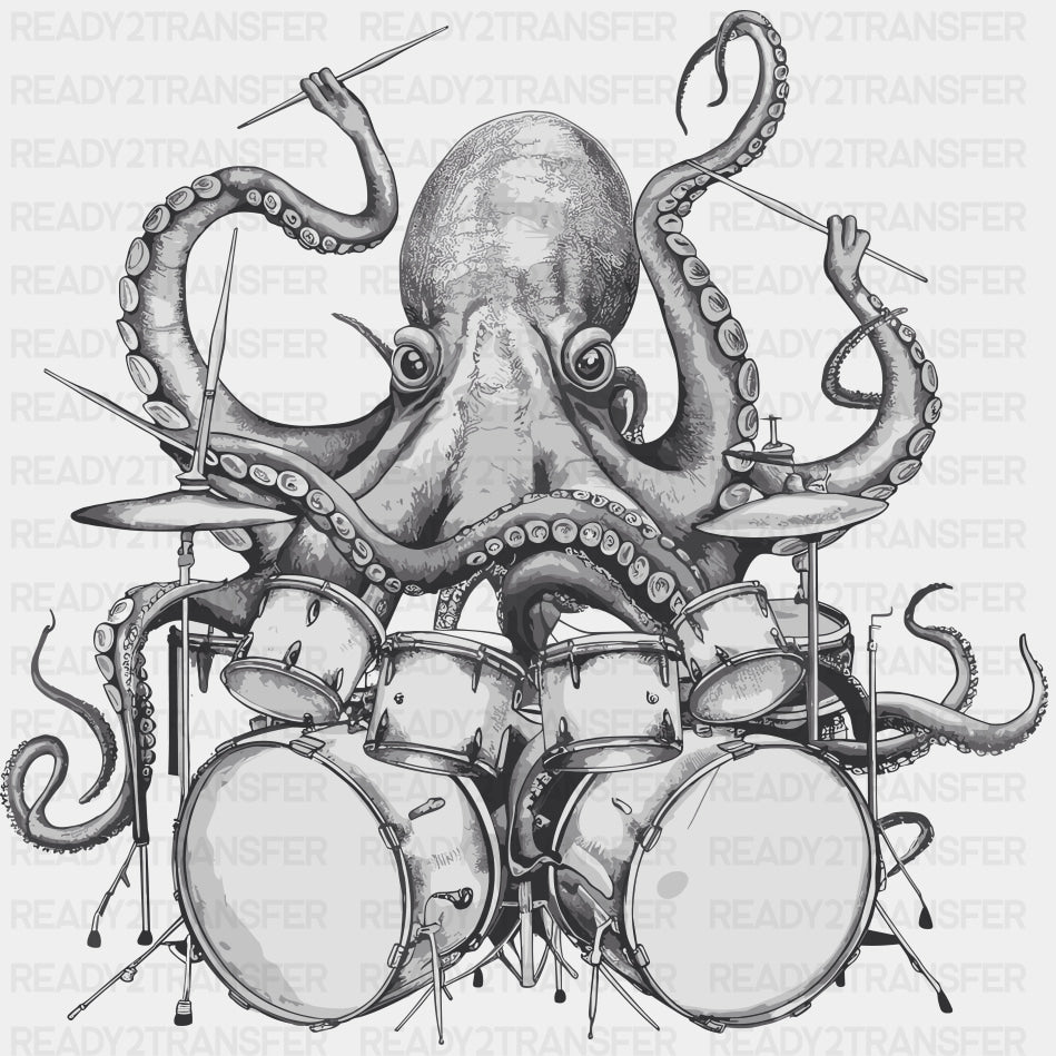 Octopus Drumming - Music DTF Transfers ready2transfer