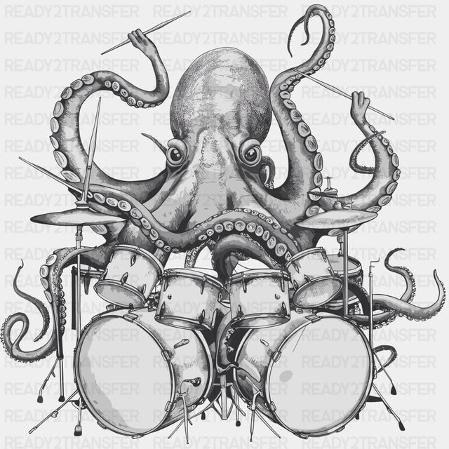 Octopus Drumming - Music DTF Transfers ready2transfer