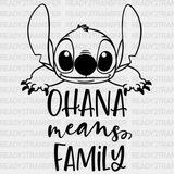 Ohana Means Family Disney Dtf Transfer Adult Unisex - S & M (10’) / Black