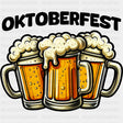 Oktoberfest, Three Beers - Oktoberfest DTF Transfers ready2transfer Dark Color Design (See Imaging)