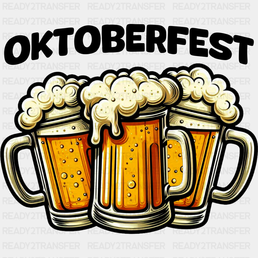 Oktoberfest, Three Beers - Oktoberfest DTF Transfers ready2transfer Dark Color Design (See Imaging)