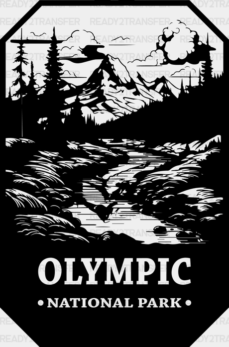 Olympic National Park Design - Parks Dtf Transfers Adult Unisex S & M (10’) / Black