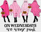On Wednesdays We Wear Pink Halloween DTF Transfer Adult Unisex S & M (10’’) / Dark Color Design (See Imaging)