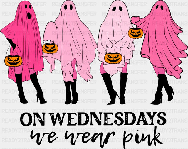 On Wednesdays We Wear Pink Halloween DTF Transfer Adult Unisex S & M (10’’) / Dark Color Design (See Imaging)