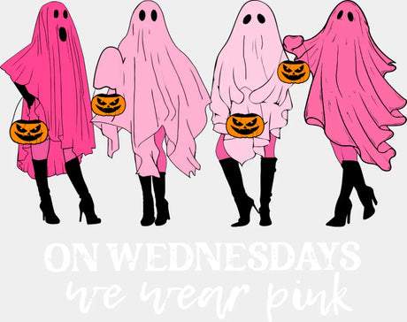 On Wednesdays We Wear Pink Halloween DTF Transfer Adult Unisex S & M (10’’) / Light Color Design (See Imaging)