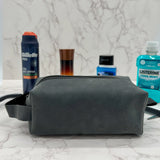 Custom Engraved Leather Dopp kit for men
