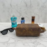 Custom Engraved Leather Dopp kit for men