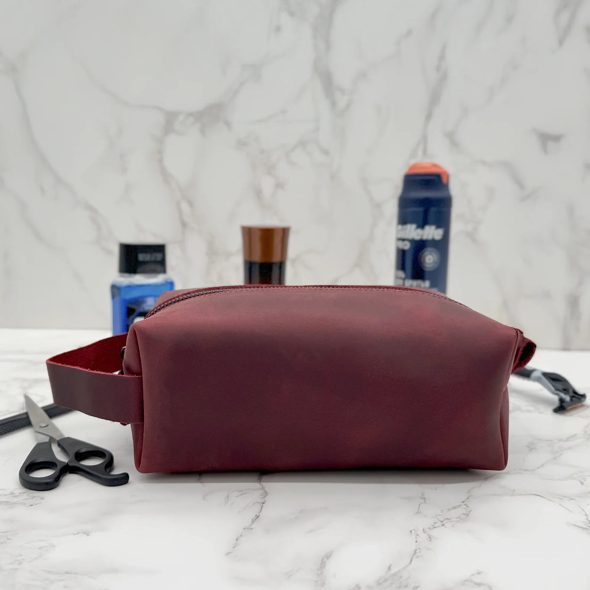 Custom Engraved Leather Dopp kit for men