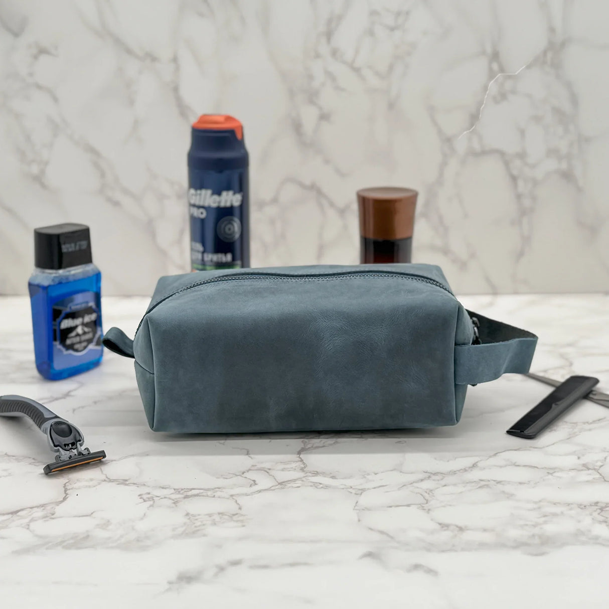 Custom Engraved Leather Dopp kit for men