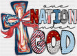 One Nation Under God Cross - 4th Of July DTF Transfer Adult Unisex - S & M (10’’) / Dark Color Design (See Imaging)