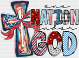 One Nation Under God Cross - 4th Of July DTF Transfer Adult Unisex - S & M (10’’) / Dark Color Design (See Imaging)