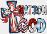 One Nation Under God Cross - 4th Of July DTF Transfer Adult Unisex - S & M (10’’) / Light Color Design (See Imaging)