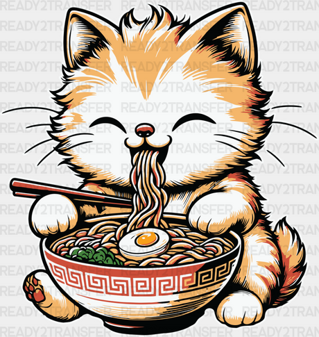 Orange Cat Ramen Design - Cats Iron On Dtf Transfer