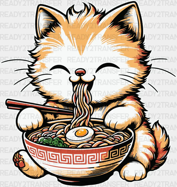 Orange Cat Ramen Design - Cats Iron On DTF Transfer
