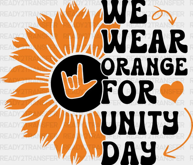 Orange For Unity Day Flower Design - Anti Bullying Iron On Dtf Transfer Adult Unisex S & M