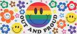 Out And Proud Smiley - Lgbtq Cup Wrap Uv Sticker Permanent Dtf Decal