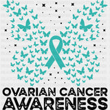 Ovarian Cancer Awareness Ribbon & Butterflies - Ovarian Cancer DTF Transfers - Adult Unisex - S & M (10’’) / Dark Color