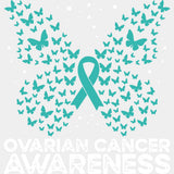 Ovarian Cancer Awareness Ribbon & Butterflies - Ovarian Cancer DTF Transfers - Adult Unisex - S & M (10’’) / Light