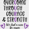 Overcome Through Courage & Strength - Hodgkin’s Lymphoma Cancer DTF Transfers - Adult Unisex - S & M (10’’) / Dark