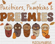 Pacifiers Pumpkins NICU Nurse Halloween DTF Transfer Adult Unisex S & M (10’’) / Dark Color Design (See Imaging)