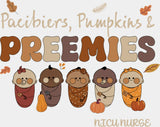 Pacifiers Pumpkins NICU Nurse Halloween DTF Transfer Adult Unisex S & M (10’’) / Light Color Design (See Imaging)