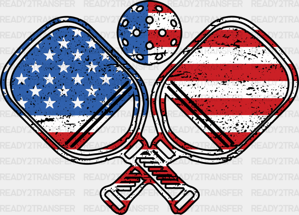 Paddle Us Flag Design - Pickleball Dtf Heat Transfer Adult Unisex S & M (10’’) / Black