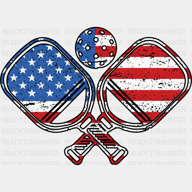 Paddle Us Flag Design - Pickleball Dtf Heat Transfer Adult Unisex S & M (10’’) / Black
