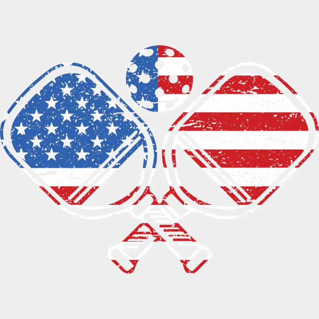 Paddle Us Flag Design - Pickleball Dtf Heat Transfer Adult Unisex S & M (10’’) / White