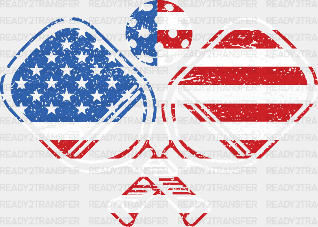 Paddle Us Flag Design - Pickleball Dtf Heat Transfer Adult Unisex S & M (10’’) / White