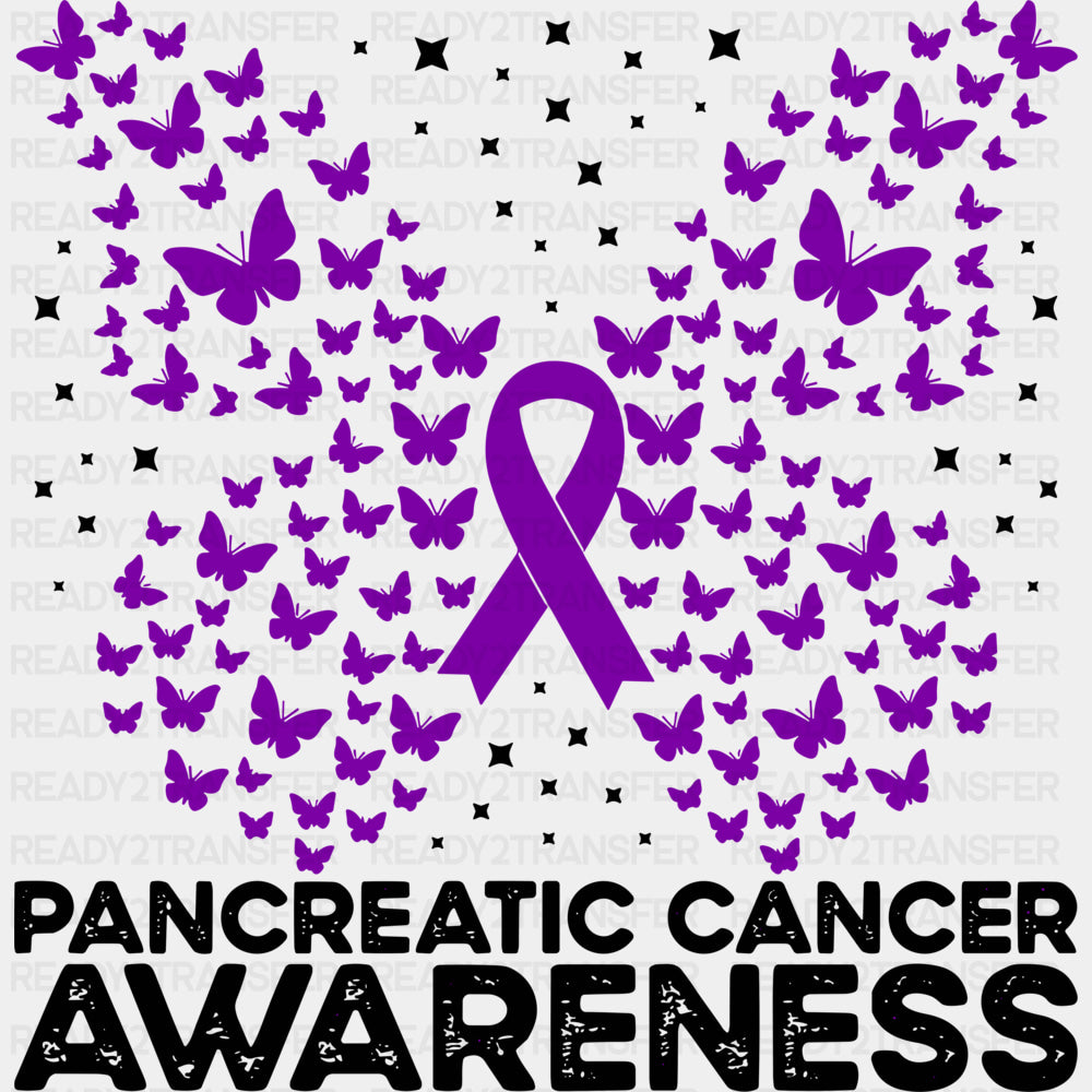 Pancreatic Cancer Awareness Butterflies - Pancreatic Cancer DTF Transfers - Adult Unisex - S & M (10’’) / Dark Color
