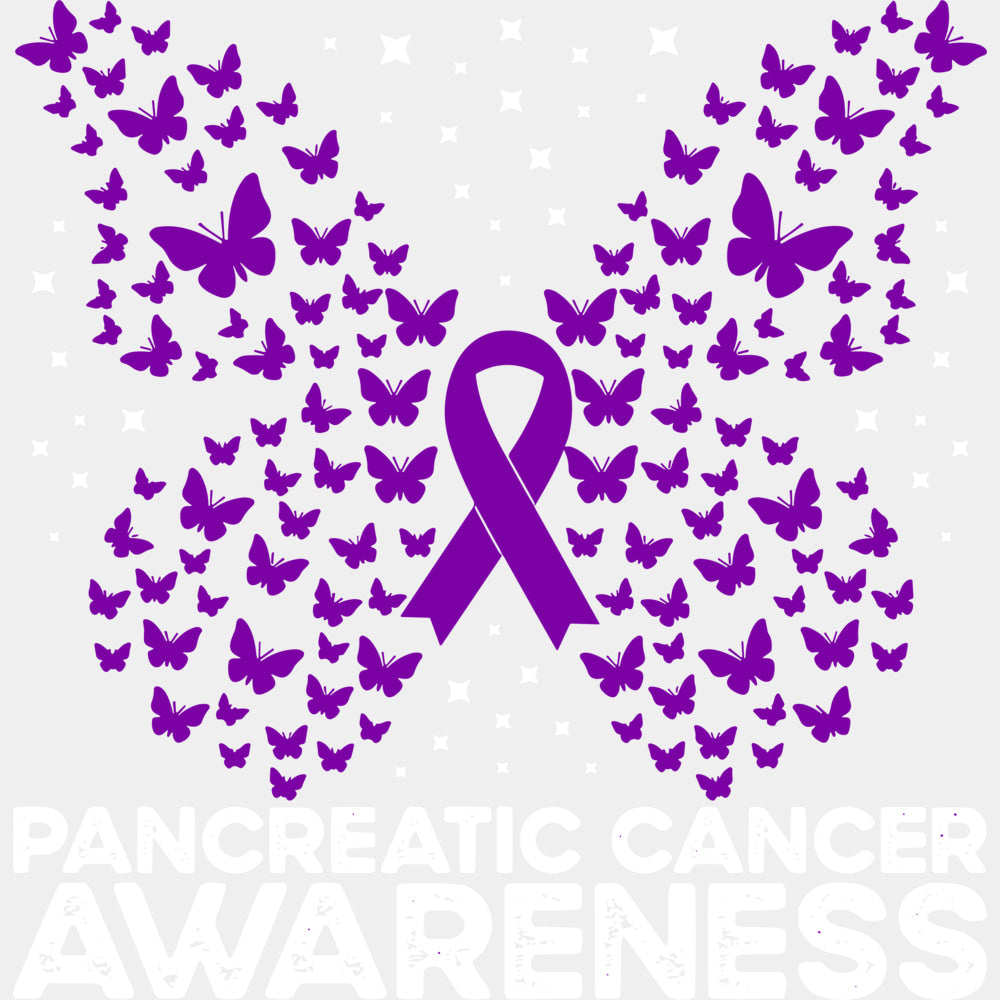 Pancreatic Cancer Awareness Butterflies - Pancreatic Cancer DTF Transfers - Adult Unisex - S & M (10’’) / Light Color