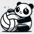 Panda & Volleyball - Volleyball DTF Transfers ready2transfer Dark Color Design (See Imaging)