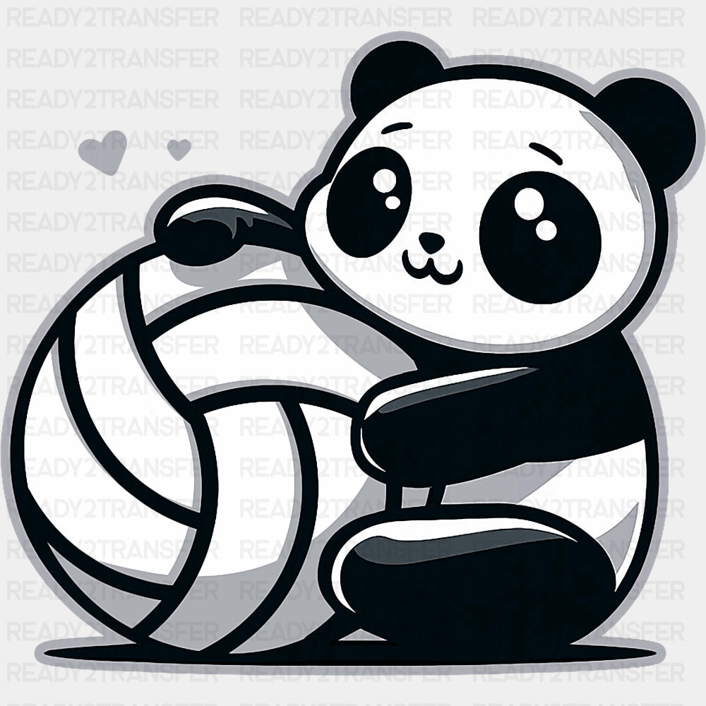 Panda & Volleyball - Volleyball DTF Transfers ready2transfer Dark Color Design (See Imaging)